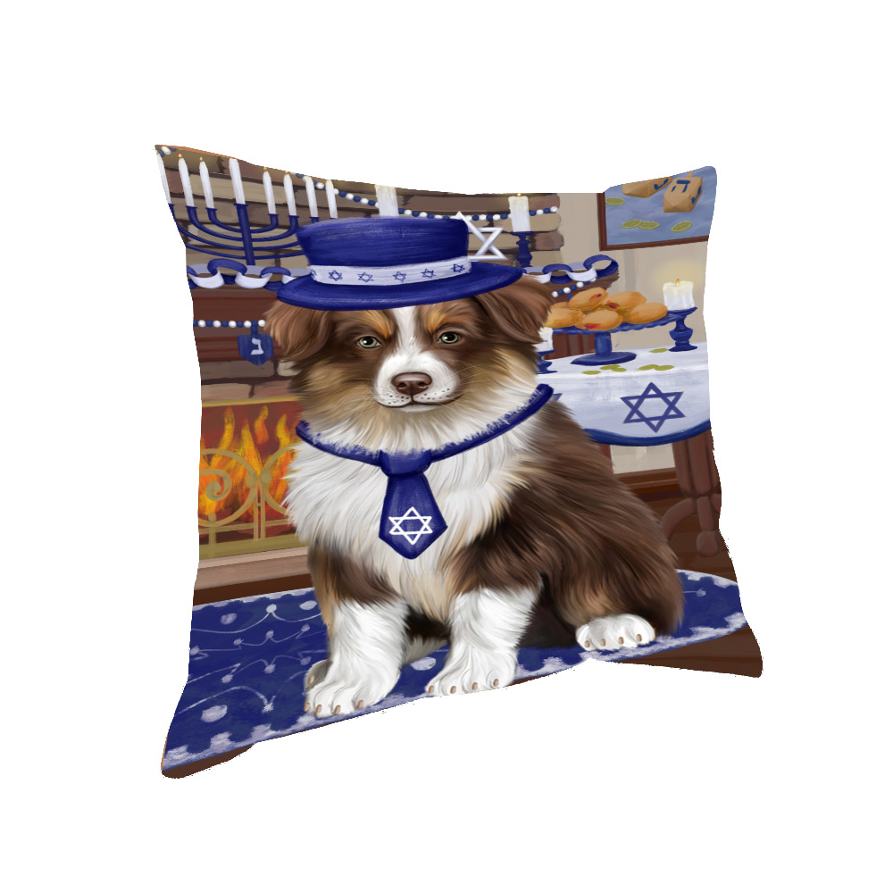 Happy Hanukkah Dog Cat Pet Photo Lovers Throw Decorative Travel Pillow